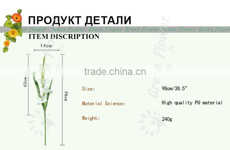 Greenflower 2016 Wholesale Real Touch Latex PU China Artificial Flowers gladiolus for wedding decoration