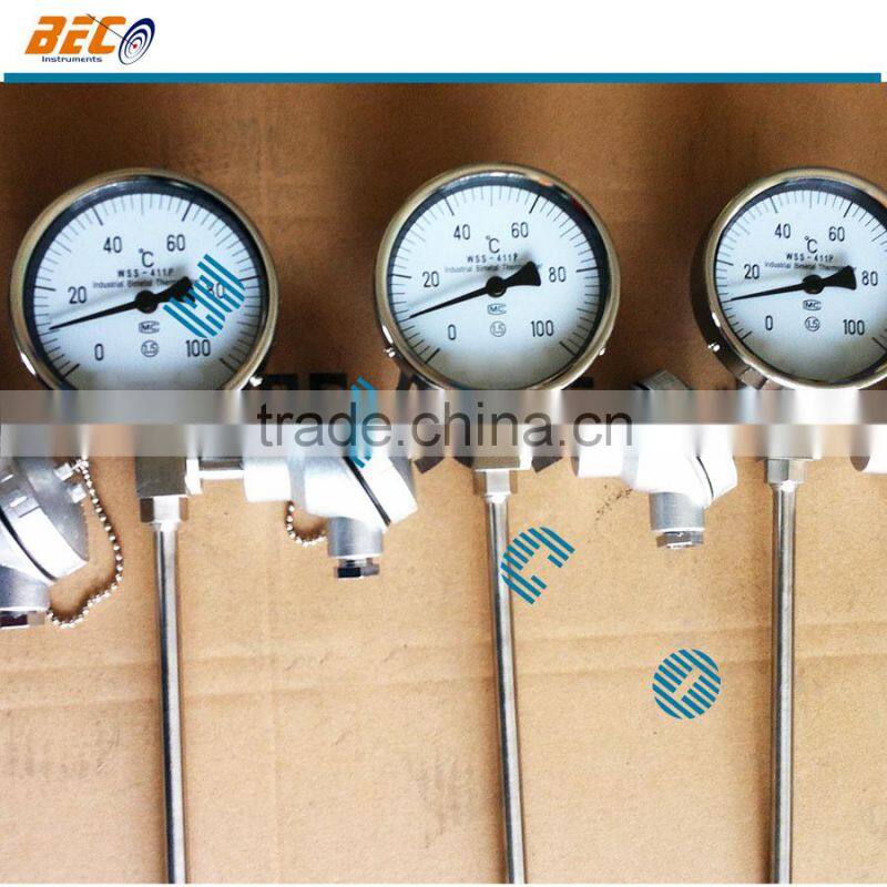 WSS-411P Manufacture steel hot water temperature gauge for industrial use