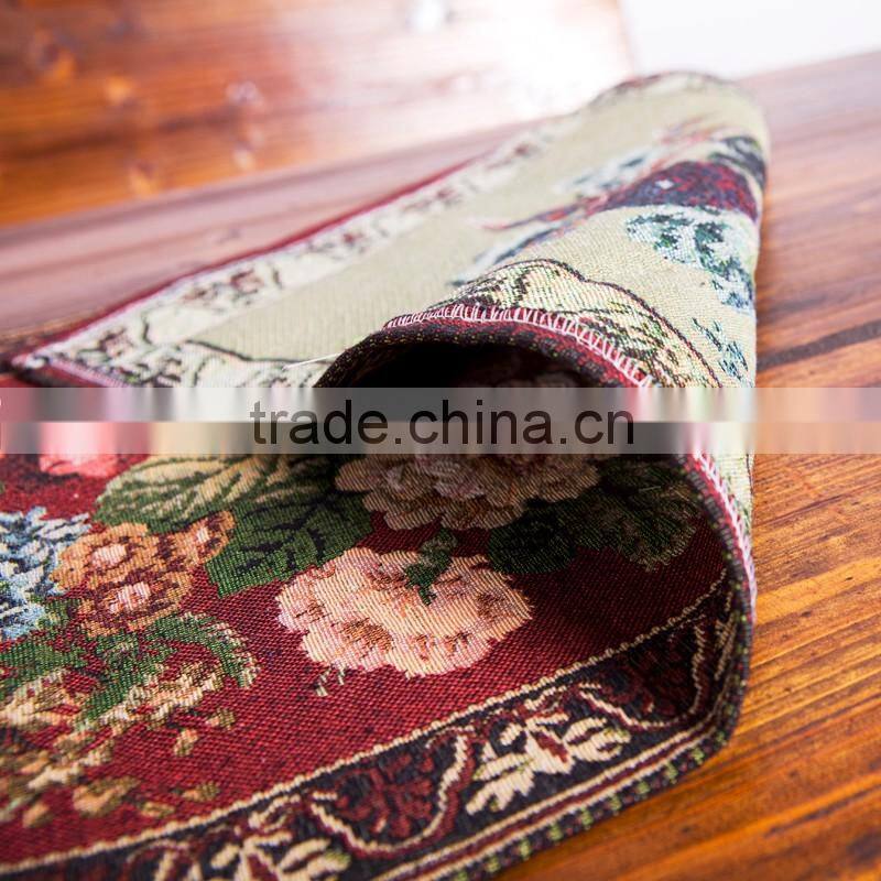 PLUS Handmade flower recycle Fabric cheap jacquard Table Runner