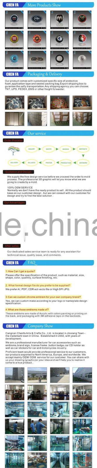 Manufacturer custom chrome acrylic name badge for car and motorcycle