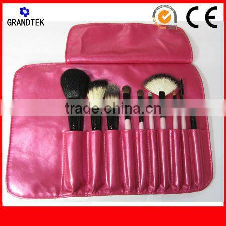 9pcs Shinny Black Makeup Brush Set with flower powder brush