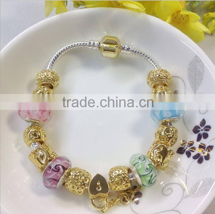 New Stock Fashion Jewelry Alloy Material Glass Beads DIY Charm Christmas Bracelet