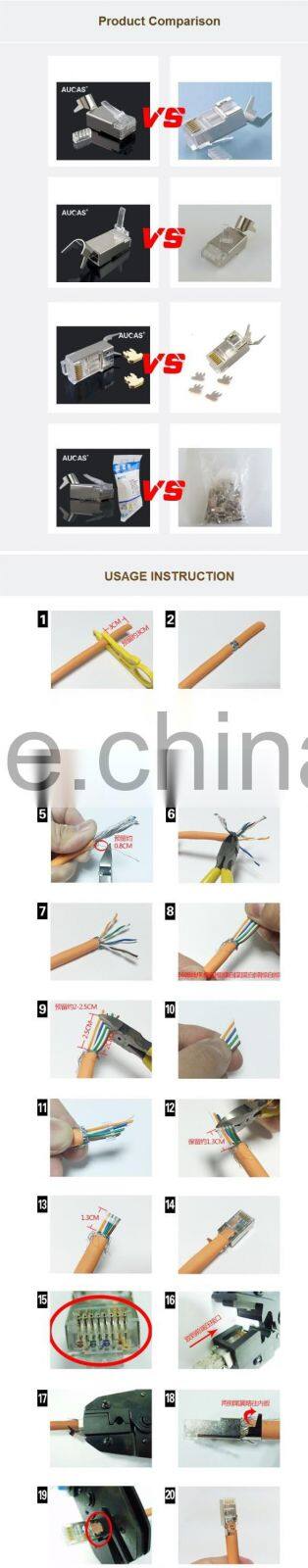 High Quality Cat7 RJ45 Modular Plug For Network Cable Cat7 Aucas Brand Offer Price