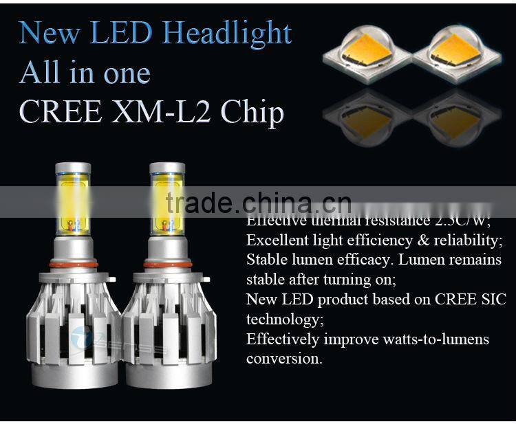 Car LED XM-L2 Headlight DC 12V 2000lm 9005 Headlight with Yellow Cover
