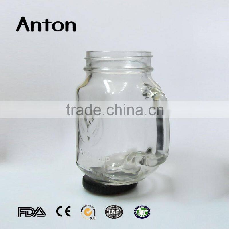 380ml screw top lid engraving glass mason jars with handles