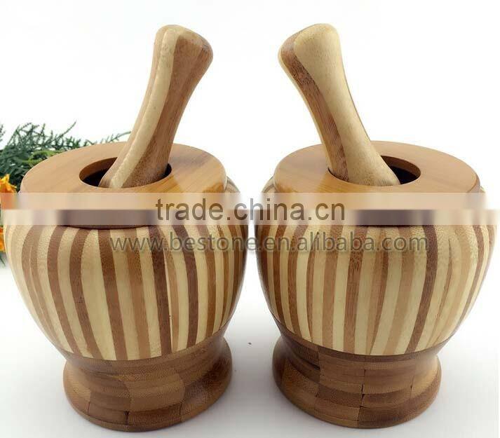 Custom Logo Bamboo Garlic Masher with Lid