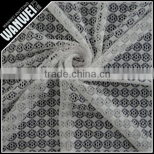 Diamond and dots crochet resilient hollow yarn fabric print customed color nylon spandex lace fabric for dress and skirts 5021