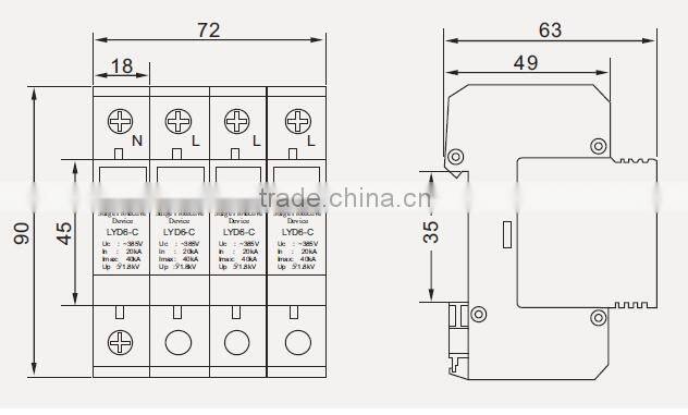 40kA Voltage surge protectors SPD