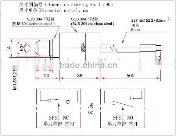 steam high temperature pressure control switch (905)
