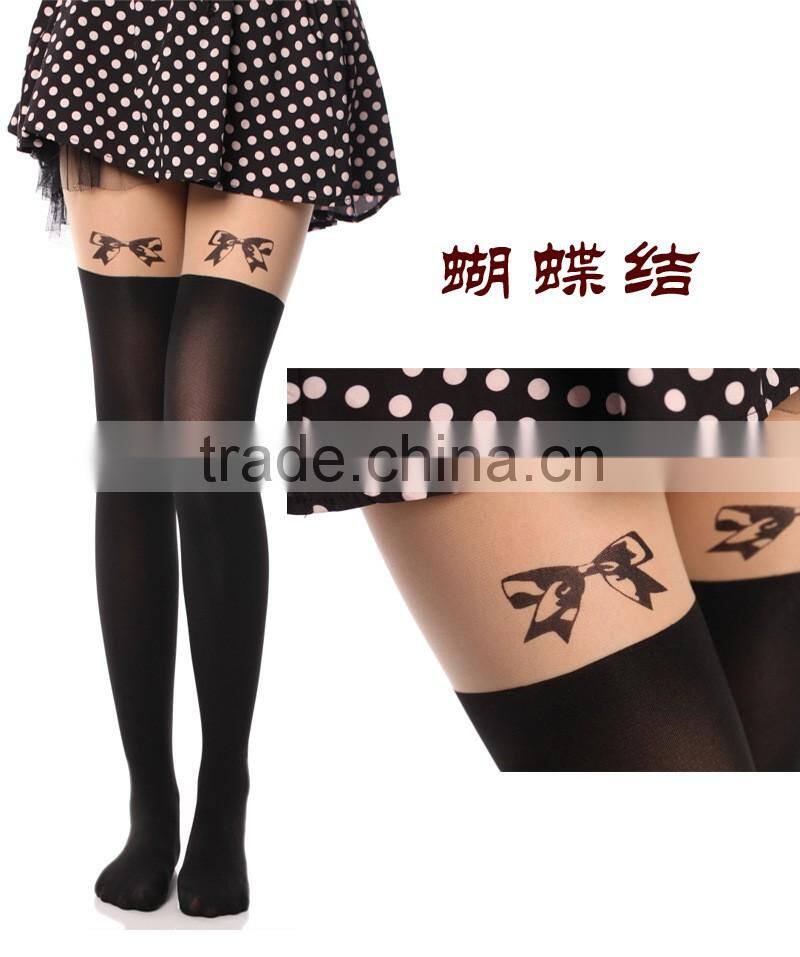 WONDQ Jacquard Cat Tattoo Thermal Japanese Girls Tights Pantyhose