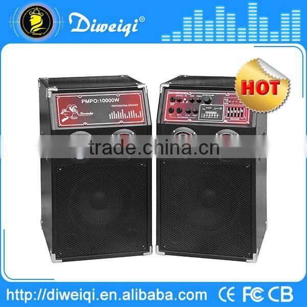 promotion high quality coaxial pa stage DJ speaker with MIXER Battery / wireless MIC