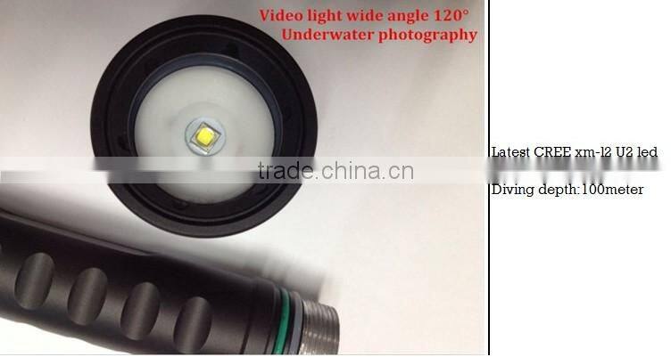 High performance CREE XM-L2 U2 Scuba underwater 1*18650 battery photography car diving video recorder