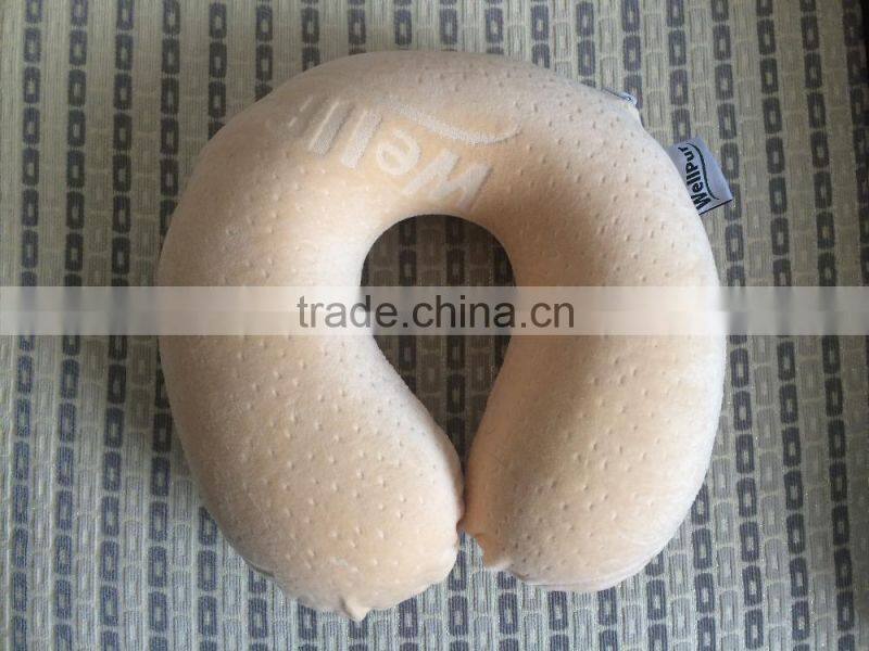 Travel pillow U shape pillow super soft fabric neck pillow 100% polyester LS-U-001-A