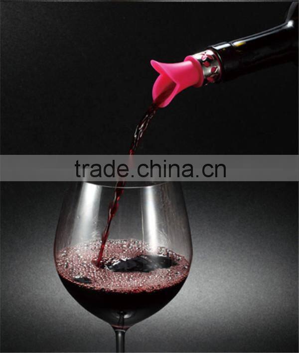 Eco-friendly promotional cheap silicone novelty red wine bottle stopper