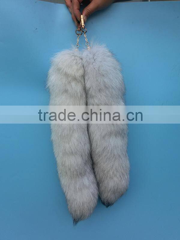 Genuine fox tail fur blue fox tail keychain for bag and garments