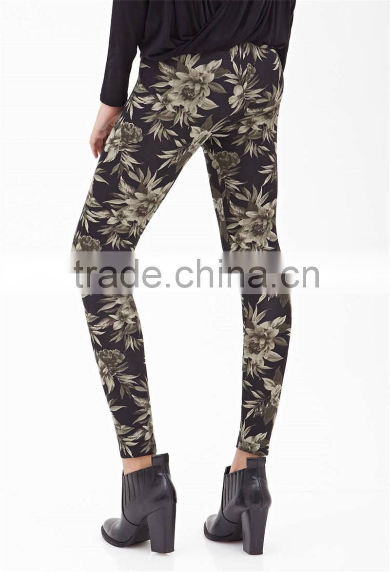 Tropic Floral Cropped Skinny Leggings Women Casual Pants