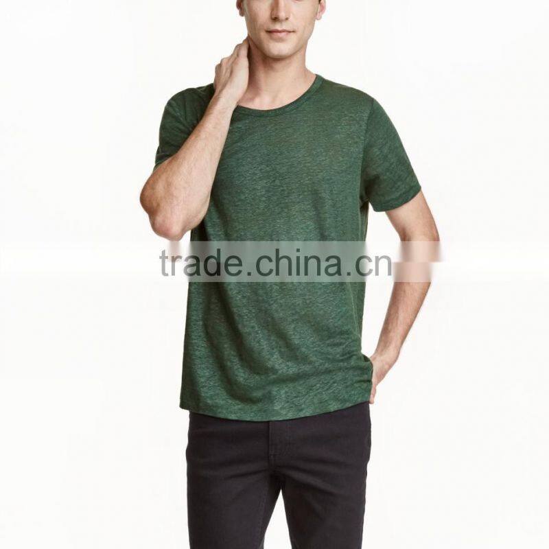 New Style Custom Men's T-shirt in Linen Slub Jersey 100% Linen Fitness T-shirt for Men Wholesale