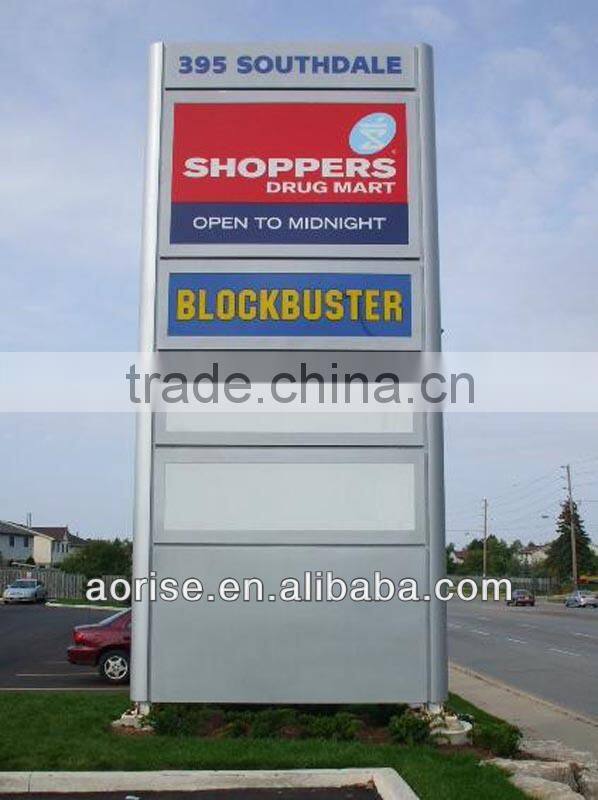 Advertising outdoor pylon sign for gas station