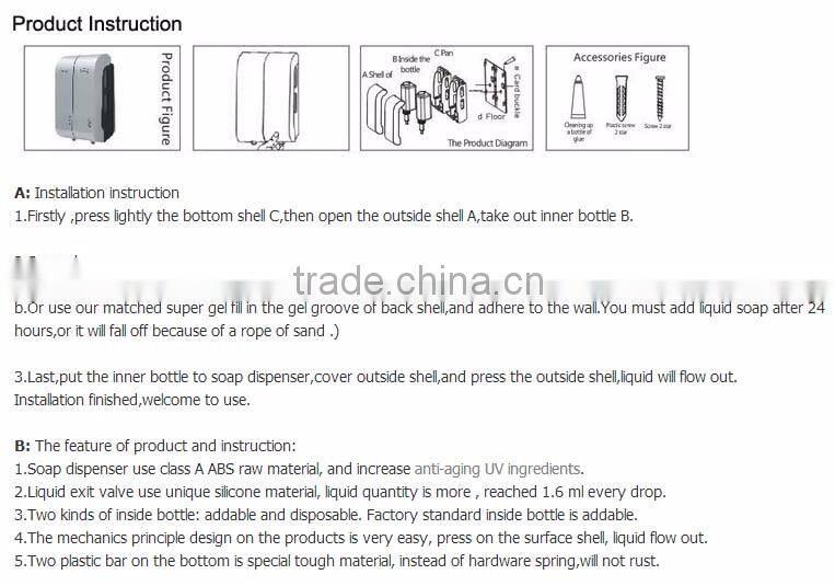 Excellent Quality 300ml Single Wall Mounted Dispenser Shower Liquid Soap Dispenser For Kitchen Bathroom