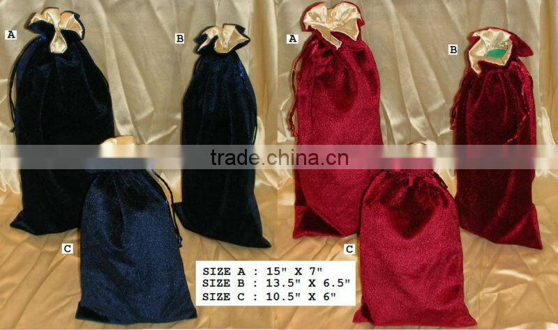 Velvet drawstring bottle packaging pouches