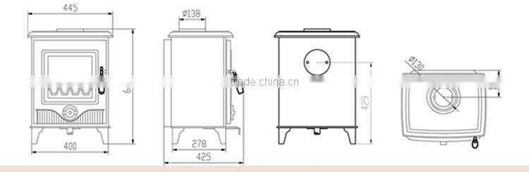 Vertical small fireplace installation, wooden fireplace system