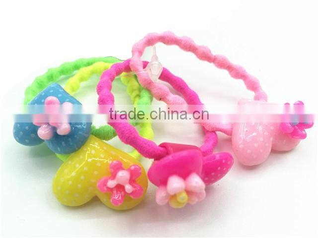 Lovely candy colors heart design with little flowers children hair tie set