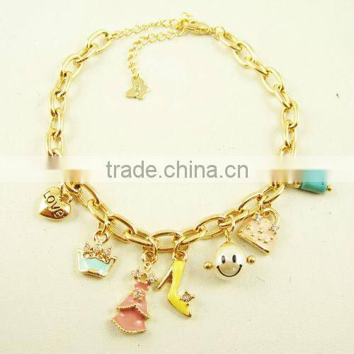 Costume thread stone bead woven bracelet