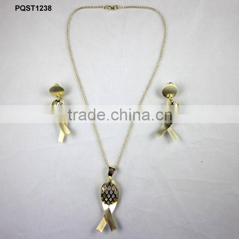 New design fashion silver four leaf clover flower necklace and earring set