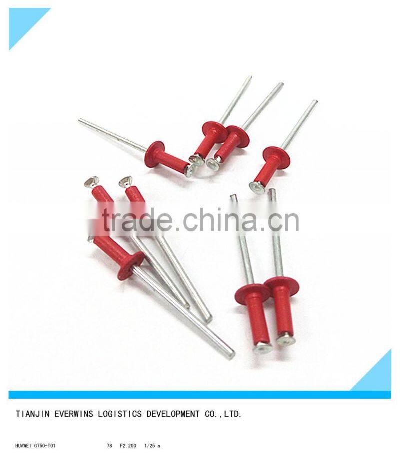 High quality Red color Open type Countersunk head Waterproof Aluminium Blind rivet
