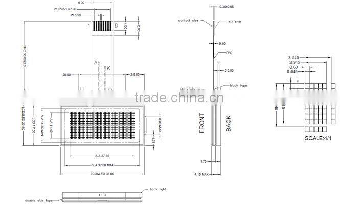8X2 dot matrix LCD display module