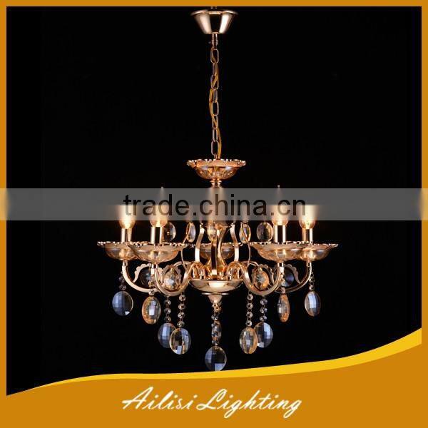 Chinese Best K9 Champagne Crystal Candle Chandelier with 3 lights