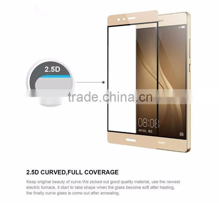 Top quality 0.33mm 2.5D Premium ultra thin mobile phone 9H tempered glass for huawei P9 plus screen protector