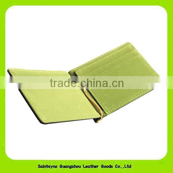 Bi-fold compact design classic money clip wallet leather 015