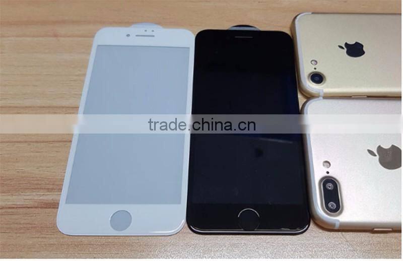 3D full cover silk print white tempered glass screen protector for iPhone 7