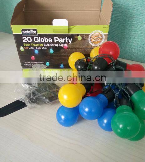 20 Globe Party Solar LED Bulb String lights for decorate Christmas tree