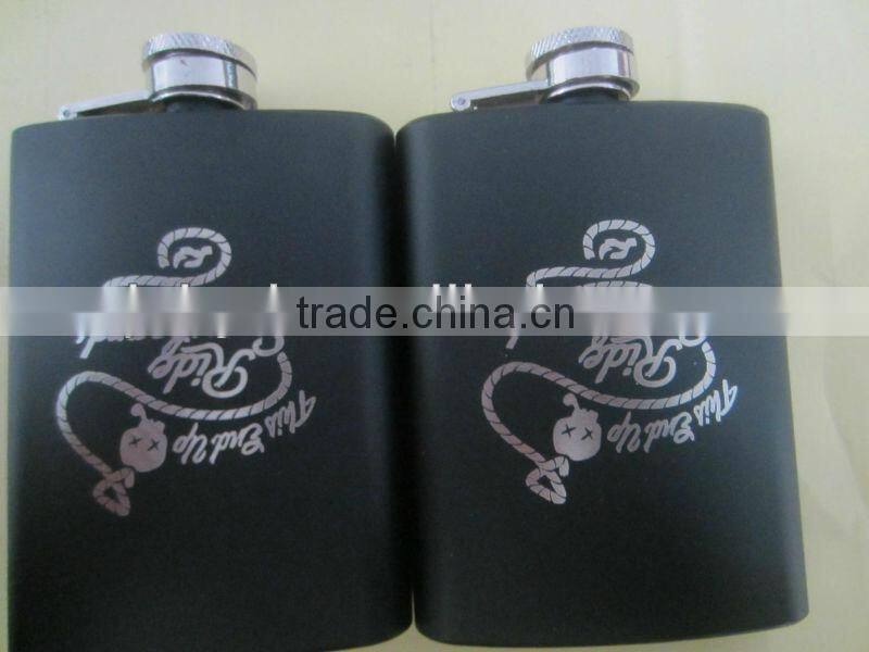 6oz trendy stainless steel painted hip flask and colored hip flask
