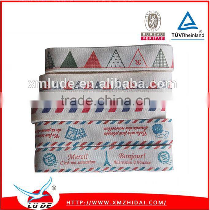 2016 High quality custom design printed cotton ribbon for wholesale