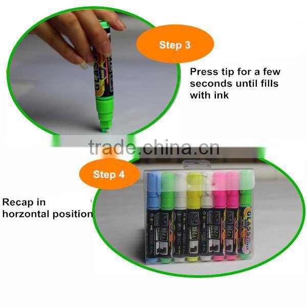 Alibaba hot selling OEM colored liquid chalk marker glass marker