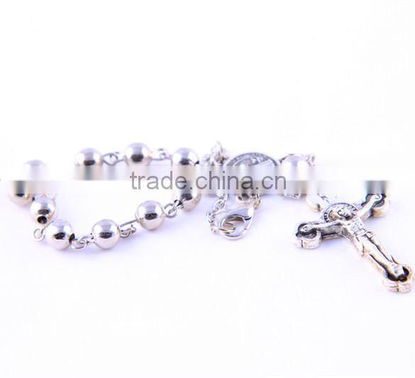 Jerusalem Round Silver Bead Catholic Rosary