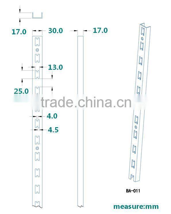 Aluminum H channel/slot upright post/single hole slot tube AA column slotted strut channel