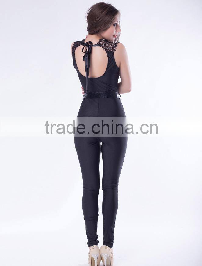 Top quality adult women sexy bodycon polyester spandex onepiece jumpsuit