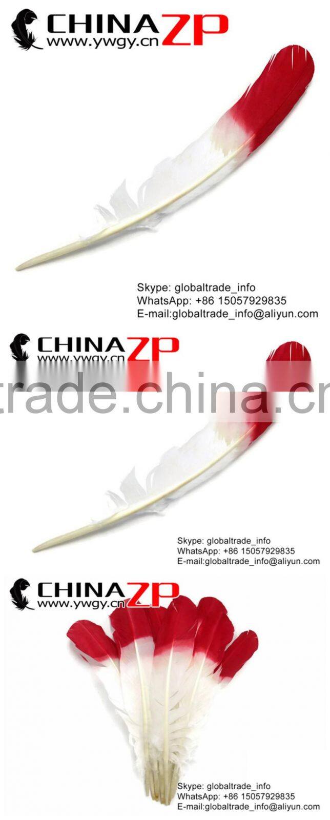 ZPDECOR Selected Prime Quality Cheap Bulk Colored Red Half Dipped Bicolourable Turkey Feathers for Fashion Decorations