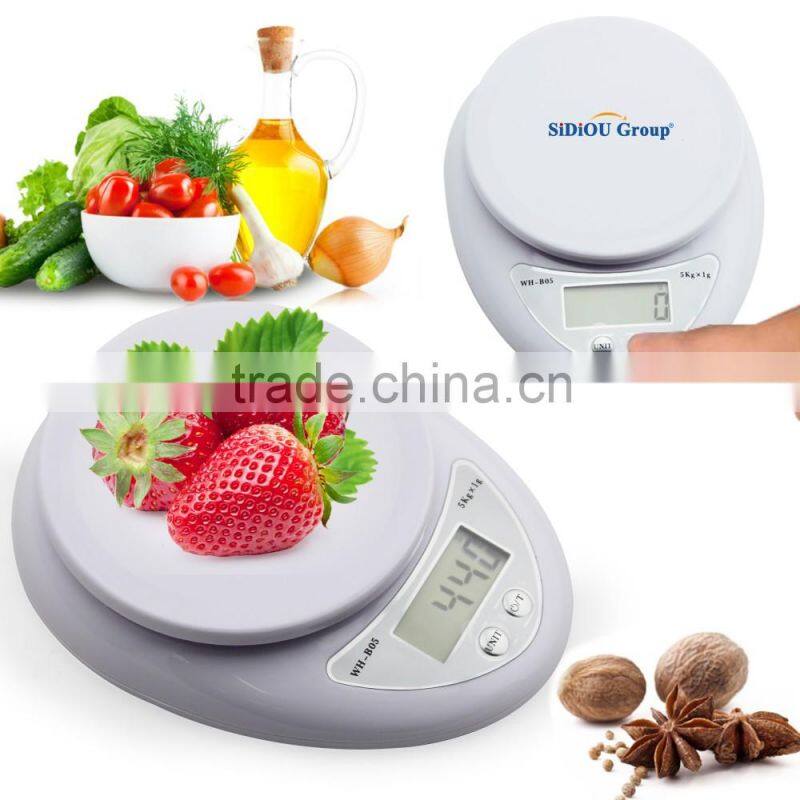 Sidiou Group White 10lb X 0.04oz Mini Digital Electronic Kitchen Scale Diet Food Compact Kitchen Scale 5kg X 1