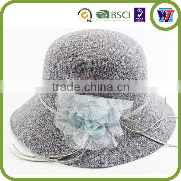 High quality straw hat, ladies fedora beach hat cap with flowers