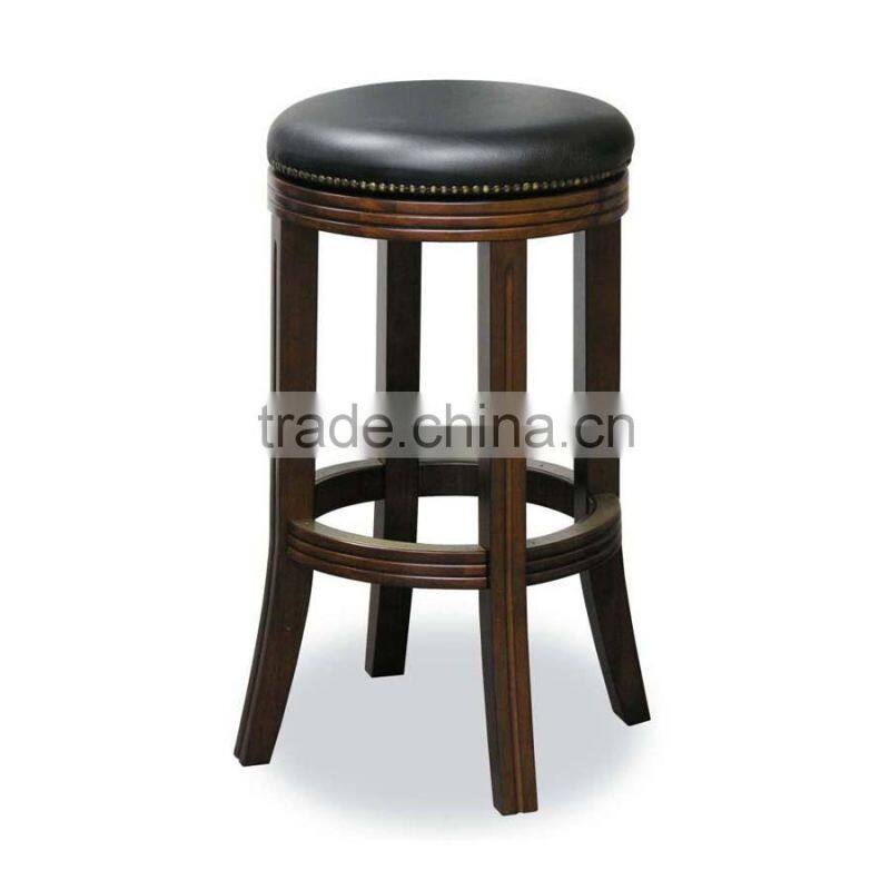 Solid wood round Swivel bar stool without backrest for restaurant or bar furniture used