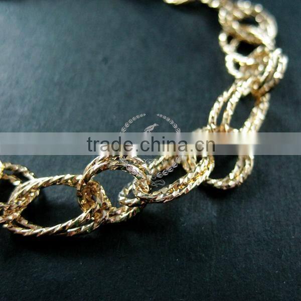 18cm 14K light gold plated brass faceted circle round oval link fashion DIY bracelet supplies 1900063