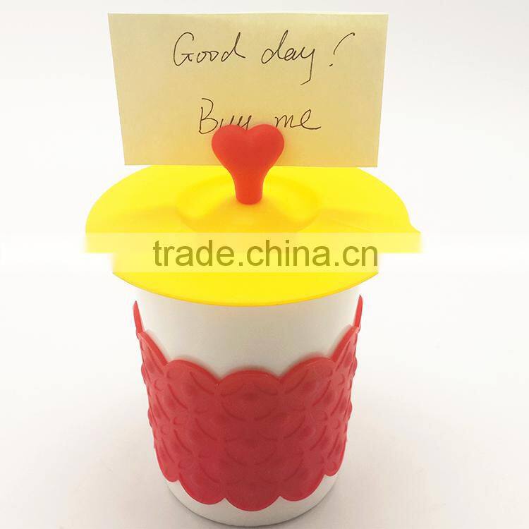 cute funny heart shaped silicone cup lid cup cover