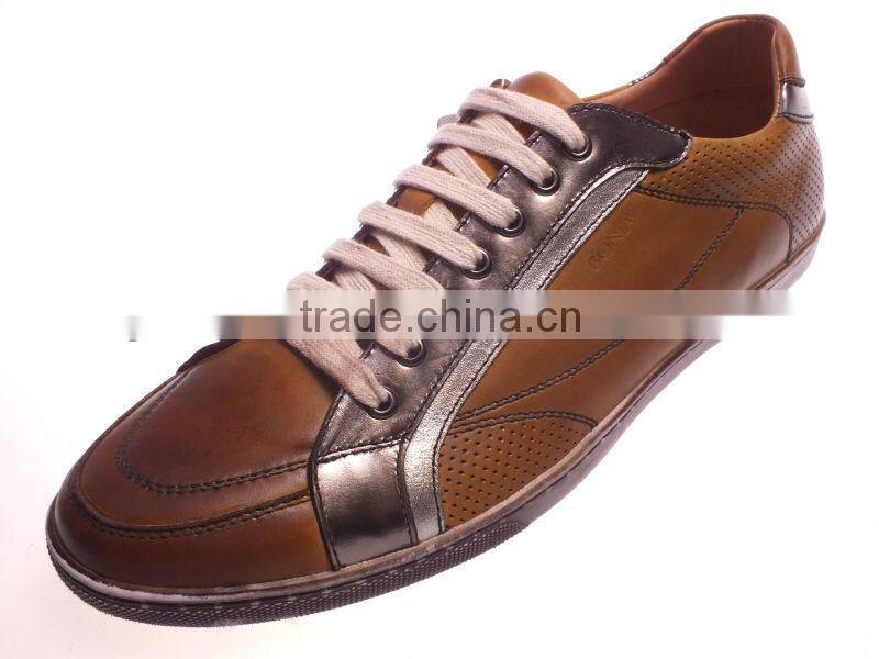 Fashion genuine leather sneakers for men lace-up 2014