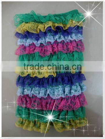 Cute Colorful Baby Strapless Lace Ruffles Petti Rompers Baby Girls Cheap Rompers Lace Ruffles Rompers With Bows Sleeping Wear