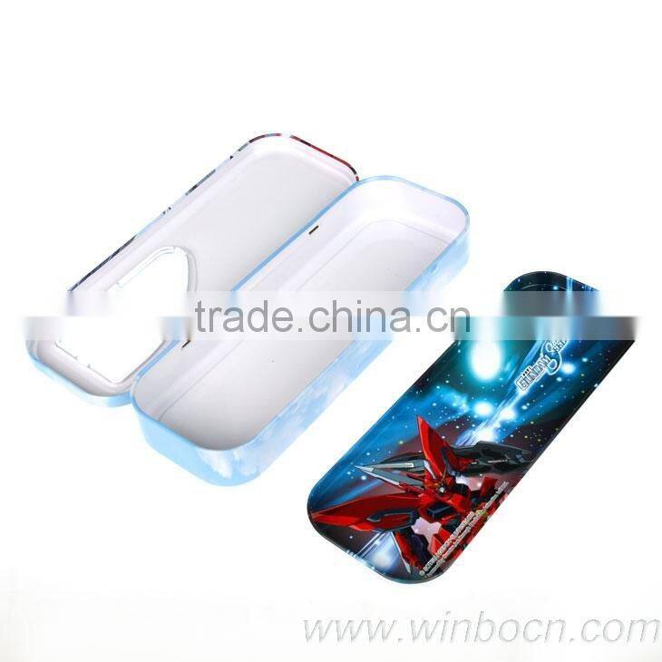two layers cartoon tin metal students pencil case box